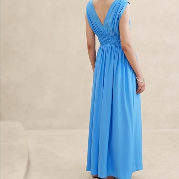 Banana Republic Blue Sleeveless Grecian Dress - Picture 2 of 8